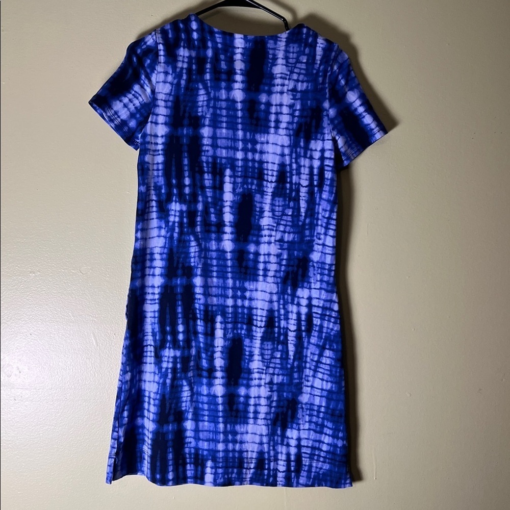 Ellen Tracy Vibrant Blue tie-dye Patterned Mini Dress - Picture 5 of 6